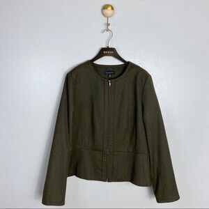 Talbots Olive Green Italian Flannel Professional Blazer Jacket, 16